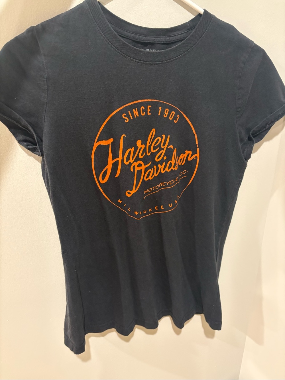 Harley-Davidson Black Tee with Orange Script Logo